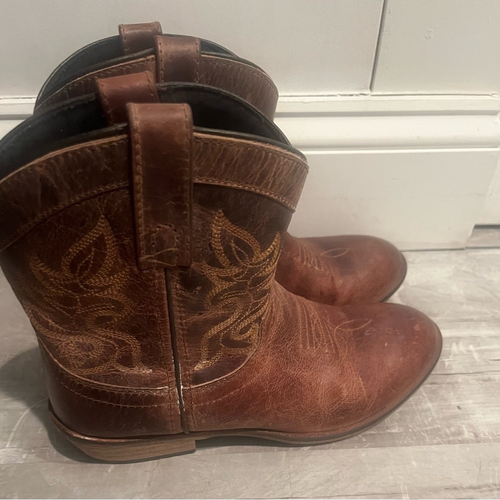 Dingo Western Leather Ankle Boots - Rich Brown womens 7.5 - Picture 2 of 7